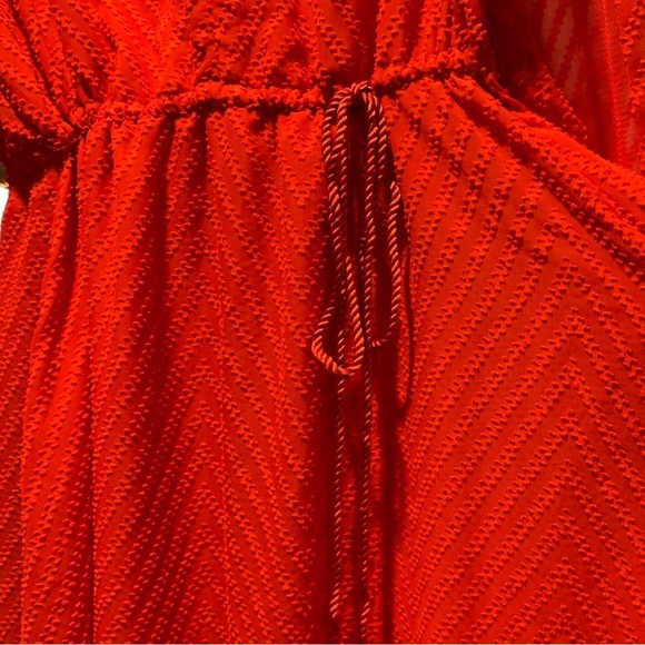 NWT Brilliant Red Sheer Patterned Maxi Dress - Picture 7 of 15